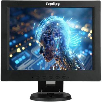 Abbildung von Suprlipy 30,5 cm (12 Zoll) TFT LCD Sicherheitsmonitor, Auflösung 800 x 600, 4:3, Farbdisplay, unterstützt HDMI, VGA, AV, BNC, Anschlüsse, Fernbedienung, eingebaute Lautsprecher für Überwachungskamera