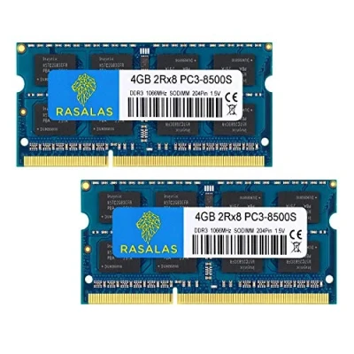 Abbildung von Rasalas PC3 8500 8GB Kit (2x4GB) DDR3 1066MHz Sodimm 2RX8 1066 MHz 8500S 1.5V CL7 Speicher für Laptop