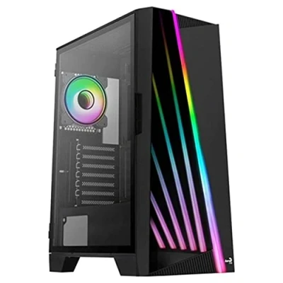 Abbildung von Aerocool Mirage ARGB ATX Mid Tower Case, LED Front, Tempered Glass Side Panel, 2x 12cm Fans, Black
