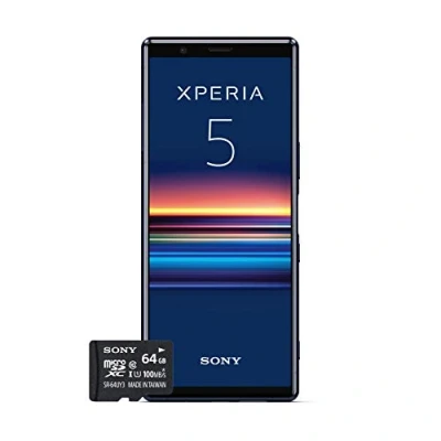 Abbildung von Sony Xperia 5 Bundle, 6.1 FHD+ HDR OLED 21:9 Display, 6GB RAM, 128GB Speicher, Blau + gratis 64 GB Speicherkarte [Exklusiv bei Amazon DE]