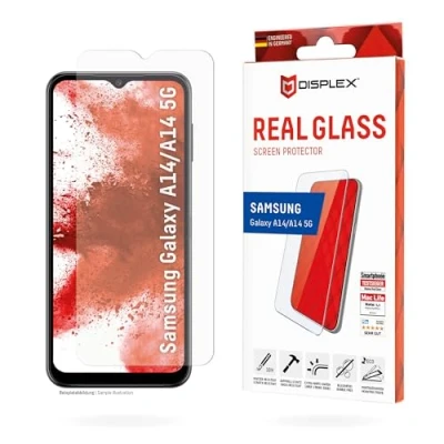 Abbildung von Samsung Galaxy A14 (5G) Panzerglas Displex Real Glass 2D Bildschirmschutzfolie für das (5G/4G)