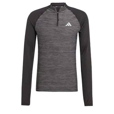 Abbildung von adidas Performance GYM Training 3STRIPES 1/4ZIP Langarmshirt, Herren, Größe: XL, Black melange