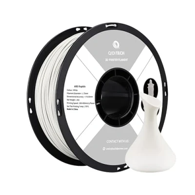 Abbildung von QIDI TECH ABS Rapido Filament 1.75mm, 3D Drucker 1kg Spule (2.2lbs), geeignet für Hochgeschwindigkeitsdruck, Druck Fit die meisten FDM Drucker, hochbeständig, Weiß