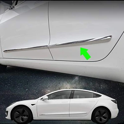 Abbildung von HIGH FLYING für Tesla Model 3 2017 2022 Exterieur Seiten Zierleisten ABS Kunststoff 4 Stück (Chrom Verchromt)