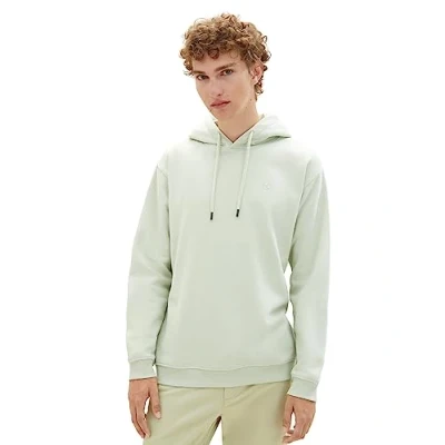 Abbildung von TOM TAILOR Denim Herren 1039425 Basic Hoodie mit Logo Stickerei, 32246 garden Peat, XL