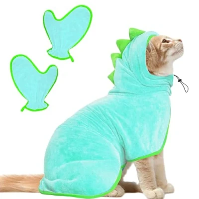 Abbildung von Bibykivn Bademantel für Hunde, Hundebademantel Aus Mikrofaser, Verstellbares Halsband Mit Klettverschluss Schnell Trocknend Badetuch Große Mittelgroße Kleine Hunde/Katze (Blau, S)