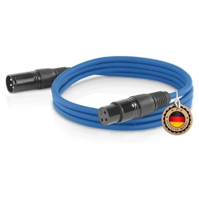 Abbildung von ETEC Professional XLR Audio Kabel 5m Mikrofonkabel DMX OFC Kupfer symmetrisch blau Stecker Buchse Lichttechnik Datenübertragung Musik Sound