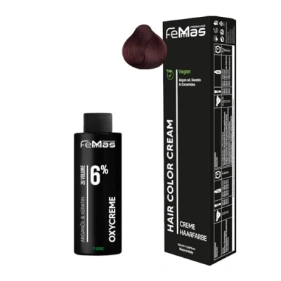 Abbildung von Femmas Haarfarbe Set Dunkelblond Rot Intensiv 6.66 I Hair Color Cream 100ml + Oxycreme 6% Permanente Haar Coloration Entwickler Schonend &amp; langanhaltend Salon für Zuhause
