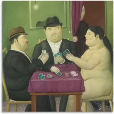 Abbildung von Rikin Liuff Kartenspieler Poster von Fernando Botero Wandkunst Leinwand Malerei Drucke für Wohnkultur Bild 60x60cm ohne Rahmen