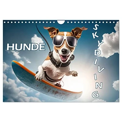 Abbildung von Hunde Skydiving (Wandkalender 2025 DIN A4 quer), CALVENDO Monatskalender