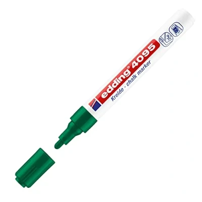 Abbildung von edding 4095 Kreidemarker grün 10 Kreidestifte Rundspitze 2 3 mm Kreidestift für Tafel abwischbar zum Beschriften von Fenster, Glas, Spiegel Tafelstift mit deckenden Farben