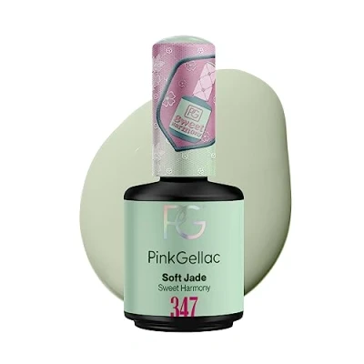 Abbildung von Pink Gellac UV Gel Nagellack 347 Soft Jade 15 ml Shellac Grün Einfache Anwendung Lack Nagel für 14 Tage schöne Nägel Made in Holland