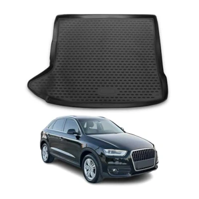 Abbildung von Kofferraummatte Kofferraumwanne kompatibel mit Audi Q3 8U 2011 2018 Gummi TPE Schwarz