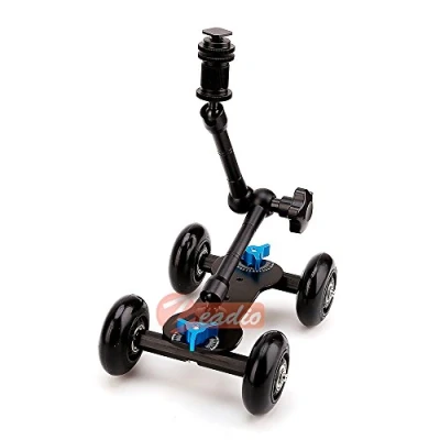 Abbildung von Zeadio Magic Arm Tabletop tragbare Skater Dolly Triebwagen Kits für alle LCD Feldmonitor, Canon Nikon Video DSLR Kamera Rig, Blitzlicht, Mikrofon (11&quot;, schwarz)