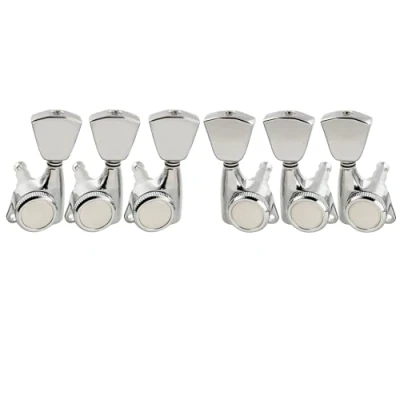 Abbildung von Musiclily Pro 3L3R Gitarren Locking Tuners Mechaniken 18:1 Ratio Tuning Pegs Keys Machine Heads für LP SG Style E Gitarre/Akustikgitarre, Chrom mit Keystone Button