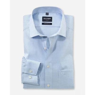 Abbildung von OLYMP Luxor modern fit Hemd Langarm New Kent Karo hellblau Gr. 37
