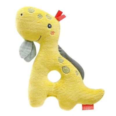 Abbildung von Fehn Baby Ring Greifling Dino Motorikspielzeug mit Rassel Kuscheltier Spielzeug für das spielerische frühkindliche Lernen Babyspielzeug &amp; treuer Begleiter Babys und Kleinkinder ab 0+ Monaten