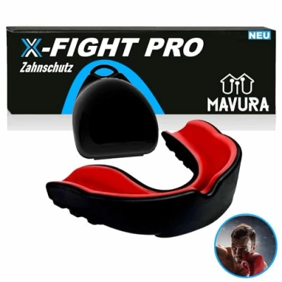 Abbildung von MAVURA Zahnschutz X FIGHT Pro Mundschutz Boxen Kampfsport Zahnschützer (Sport MMA Football Muay Thai Hockey), Anti Shock Anpassbar Leichte Atmung Einheitsgröße