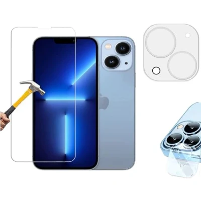 Abbildung von ino 2in1 Schutzglas + Kameraschutz kompatibel mit iPhone 13mini Panzerglas Harte Schutzfolie Panzerfolie Displayschutzglas Folie Schutz Glasfolie Displayglas 9H