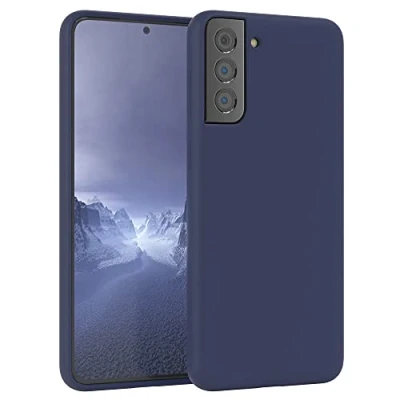 Abbildung von EAZY CASE Premium Silikon Handyhülle kompatibel mit Samsung Galaxy S21 Plus 5G, Slimcover Kameraschutz und Innenfutter, Silikonhülle, Schutzhülle, Bumper, Handy Case, Softcase, Nachtblau, Blau