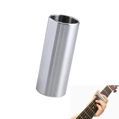 Abbildung von Fingerschieber für Gitarre, Ukulele, Edelstahl, Flaschenhals, Finger und Knöchelschieber E Bass, Akustikgitarre, Saiteninstrumente, Größe M (6 cm)
