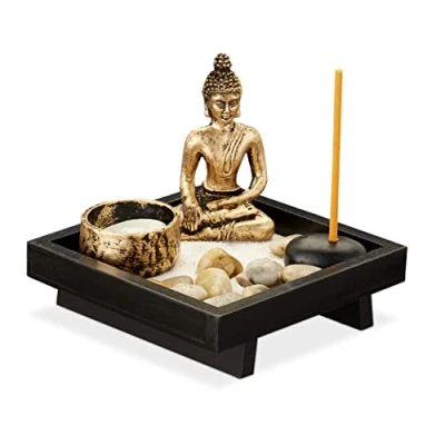 Abbildung von relaxdays Buddhafigur Zen Garten mit Buddha