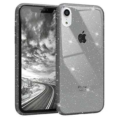 Abbildung von EAZY CASE Hülle kompatibel mit iPhone XR Schutzhülle Glitzer, Handyhülle, Schutzhülle, Back Cover Glitter, TPU/Silikon, Transparent/Durchsichtig, Anthrazit