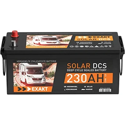 Abbildung von Solarbatterie 12V 230Ah EXAKT DCS Wohnmobil Versorgung Boot Solar Batterie ersetzt 200ah 220Ah