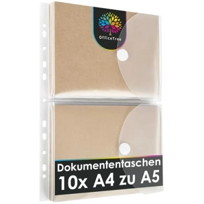 Abbildung von OfficeTree Dokumententasche A4 zu A5 10 Stück inkl. Lockverstärker