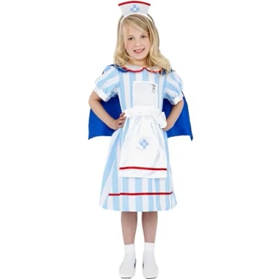 Abbildung von Smiffys Arzt Kostüm Kleine Krankenschwester für Kinder, Klassisches Krankenschwesterkostüm Mädchen
