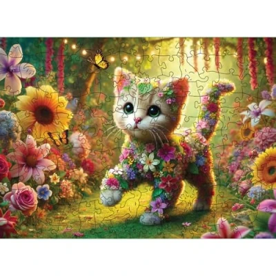 Abbildung von HCM KINZEL Puzzle Holzpuzzle Katze im Garten, 150 Puzzleteile
