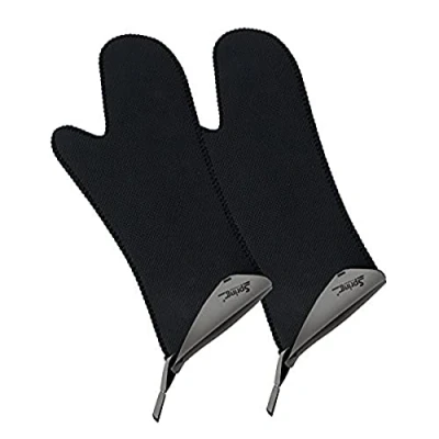 Abbildung von Spring GRIPS Ofenhandschuhe Hitzebeständig Neopren 40 bis 250C rutschfest universelle Größe, 23x15cm Schwarz, Grau Topfhandschuhe Set lang