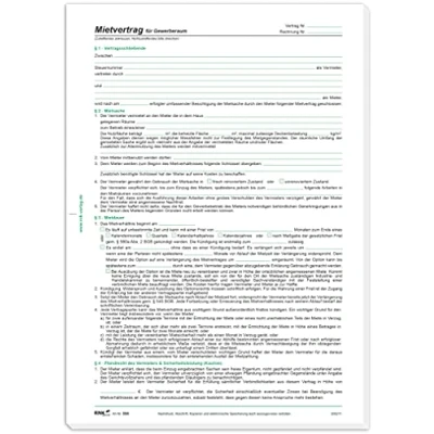 Abbildung von RNKVERLAG 598/10 Mietvertrag für Gewerberäume, 6 Seiten, DIN A4, 10 Verträge