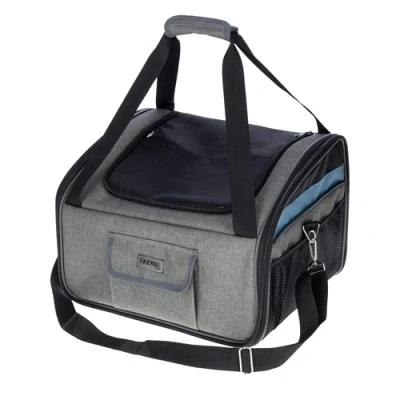 Abbildung von Kerbl Tiertransportbox Autositztasche Vacation, 44x35x30 cm, grau/blau, 80568