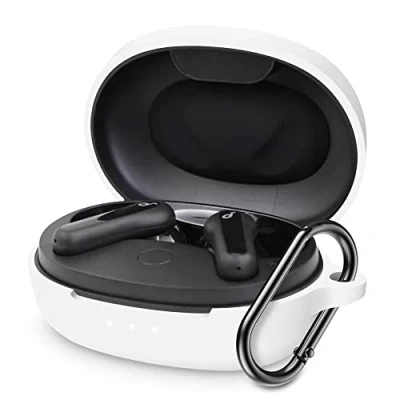 Abbildung von FTRONGRT Schutzhülle für Bluetooth Kopfhörer Anker Soundcore Life P2 Mini Hülle, Kopfhörerhülle aus Silikon, Stoßfest, Tragetasche Kompatibel mit Mini.Weiß