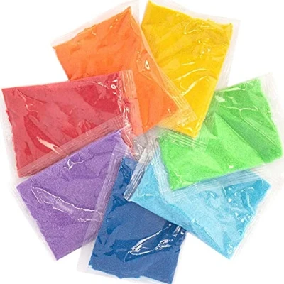 Abbildung von Baker Ross AX960 Bastelsand in Regenbogen Farben 7er Pack, Beutel mit Sand, Dekosand für Kinder zum Basteln und Dekorieren, Regenbogenfarben
