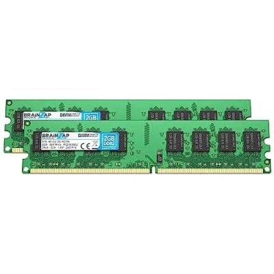 Abbildung von BRAINZAP 4GB DDR2 RAM DIMM PC2 5300U 2Rx8 667 MHz 1.8V CL5 Computer PC Arbeitsspeicher (2X 2GB)