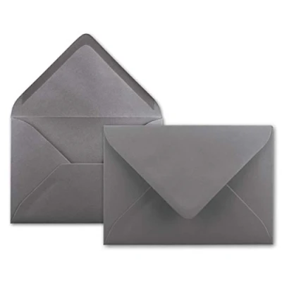 Abbildung von 100x Brief Umschläge in Graphit Grau/Dunkelgrau 80 g/m² Kuverts DIN B6 Format 12,5 x 17,6 cm Nassklebung ohne Fenster