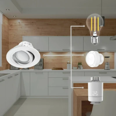 Abbildung von WLAN LED Einbauspot, 5W, per Sprache/App steuern, verstellbar, Satin Nickel