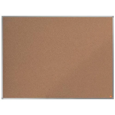 Abbildung von Nobo Kork Notiztafel, 90 x 120 cm, Aluminiumrahmen, Traditionelle Eckmontage, Naturbraun, Essence Serie, 1903961