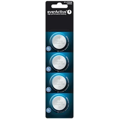 Abbildung von everActive CR3032, 3V, Lithium Knopfzelle Batterien, leistungsstärkste Batterie, 10 Jahre Haltbarkeit, 4 Stück 1 Blisterkarte