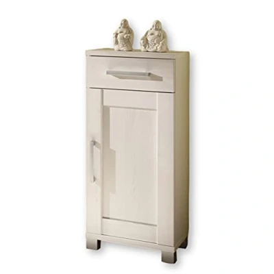 Abbildung von Stella Trading POSEIDON Badezimmer Kommode in Sibiu Lärche Optik Badezimmerschrank Bad Schrank mit viel Stauraum 38 x 88 30 cm (B/H/T)