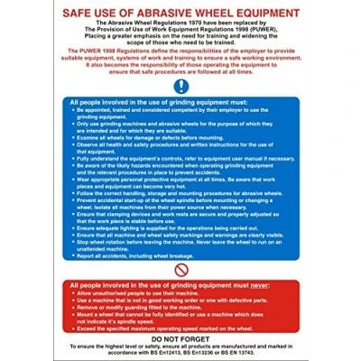 Abbildung von Seco Safe Use Of Abrasive Wheel Equipment Poster, A2 (420mm x 594mm) 0.5mm PVC