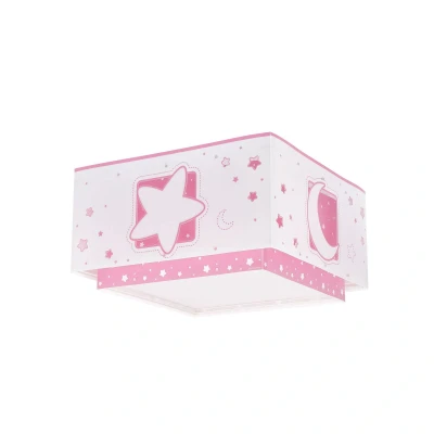 Abbildung von Dalber Deckenleuchte für Kinder Moonlight Mond und Sterne Rosa, Deckenlampe Kinderzimmer, 63236S, E27