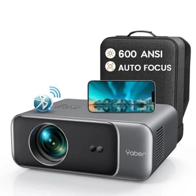 Abbildung von Beamer, [Autofokus/Trapezkorrektur] WiFi6 Bluetooth 1080P Full HD Beamer 4K Unterstütz für Heimkino/Outdoor, YABER 600 ANSI Video Tragbare Projektor LED, Kompatibel mit Smartphone/TV Stick/PS5