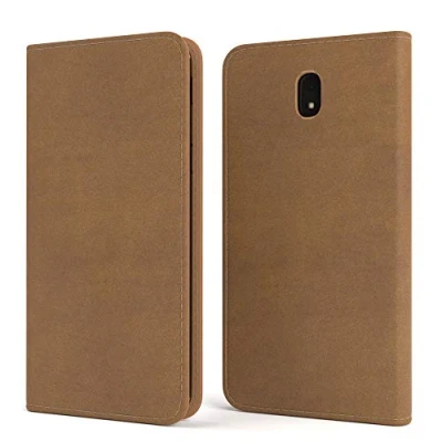 Abbildung von EAZY CASE Tasche kompatibel mit Samsung Galaxy J5 (2017) Vintage Schutzhülle Standfunktion Klapphülle Bookstyle, Handytasche Handyhülle Magnetverschluss und Kartenfach, Kunstleder, Hellbraun