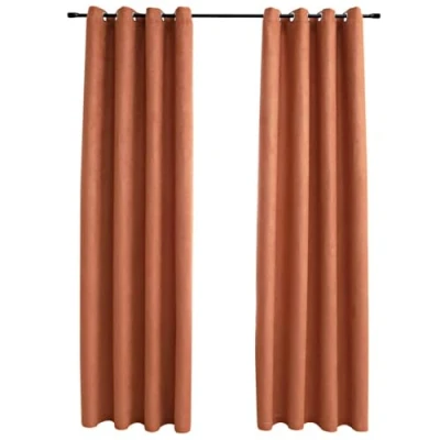 Abbildung von Vorhang Verdunkelungsvorhänge mit Metallösen 2 Stk. Rostbraun 140x225cm, vidaXL, (2 St)