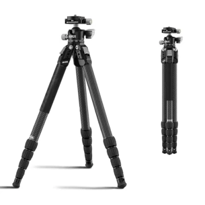 Abbildung von SIRUI Carbon Fiber Reise Stativ AM 225S+G0 127 cm, Ultrakompakt 43 Leicht 1,2 kg mit Flachkugelkopf &amp; Arca Schnellwechselplatte, 6 Montagepunkte für Kamera, Ideal Outdoor, Reisefotografie