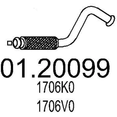 Abbildung von MTS 01.20099 Abgasrohr 560 vorne für Mittelschalldämpfer CITROËN: C4 I Grand Picasso, Berlingo II, II Pritsche/Fahrgestell, PEUGEOT: 5008