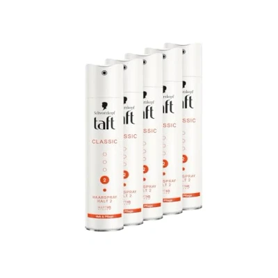 Abbildung von Schwarzkopf Taft Haarspray Classic (5x 250 ml), Haltegrad 2 Haarstyling, für strapaziertes Haar, Halt und Pflege, vegane Formel*